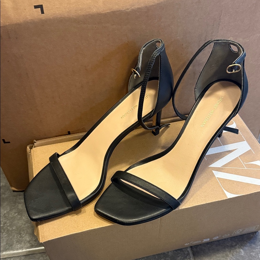 Stuart Weitzman Black Strappy Heels